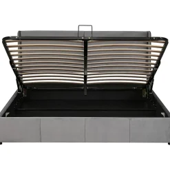 Gutent Lit adulte lit coffre lit 180x200 cm lit de rangement lit rembourré hydraulique lit en métal lit double velours gris