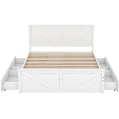 Gutent Lit adulte lit 160x200 cm avec 4 tiroirs Single pin blanc