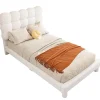 Gutent Lit adulte lit 90x200 cm lit plat lit rembourré Single blanc New