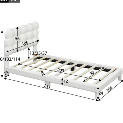 Gutent Lit adulte lit 90x200 cm lit plat lit rembourré Single blanc New