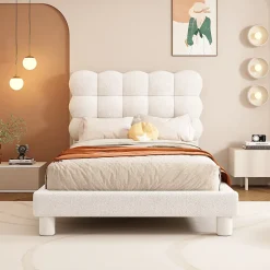 Gutent Lit adulte lit 90x200 cm lit plat lit rembourré Single blanc New