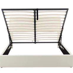 Gutent Lit adulte lit 160x200 cm lit rembourré hydraulique lit double avec sommier à lattes pu blanc crème Online