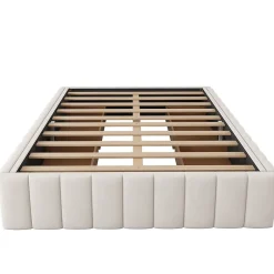 Gutent Lit adulte lit 140x200 cm lit rembourré avec 4 tiroirs Single velours beige Best