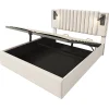 Gutent Lit adulte lit 180x200 cm lit rembourré lit de rangement avec sommier à lattes lit double coton beige Clearance