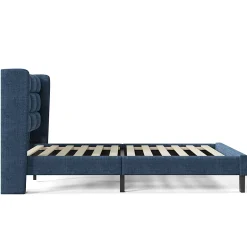 Gutent Lit adulte lit 90x200 cm lit rembourré lit sommier à lattes Single lin bleu Online