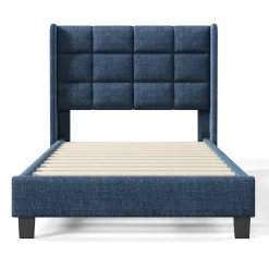 Gutent Lit adulte lit 90x200 cm lit rembourré lit sommier à lattes Single lin bleu Online