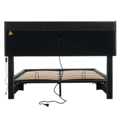 Gutent Lit adulte lit 140x200 cm lit rembourré avec éclairage led lit de rangement lit double lin gris