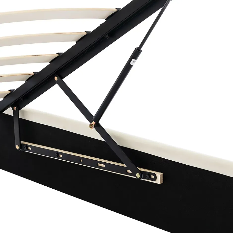 Gutent Lit adulte lit 140x200 cm lit rembourré hydraulique lit double avec sommier à lattes pu blanc crème New