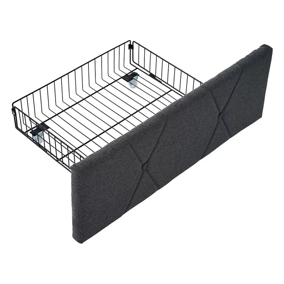 Gutent Lit adulte lit 160x200 cm lit rembourré lit de rangement avec 4 tiroirs lit double lin gris New