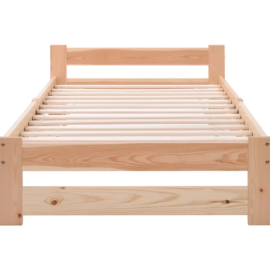Gutent Lit adulte lit 90x200 cm lit sommier à lattes Single bois massif Neutral