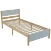 ProximaX Lit adulte simple en bois - cadre en pin avec tête de lit et sommier à lattes lit en MDF blanc + naturel - 90x200 cm Discount