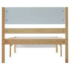 ProximaX Lit adulte simple en bois - cadre en pin avec tête de lit et sommier à lattes lit en MDF blanc + naturel - 90x200 cm Discount
