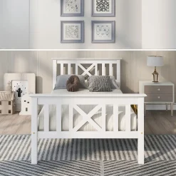 Blackcolors Lit Adulte Simple 90x200cm Bois Blanc Discount