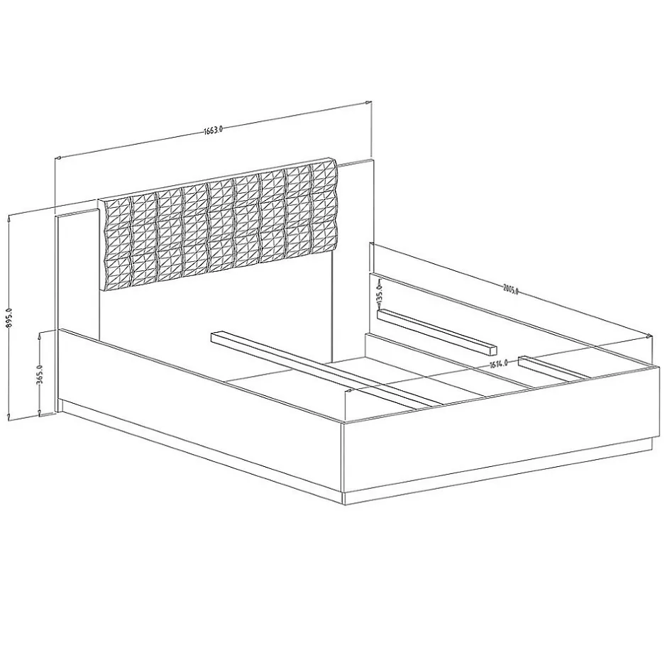 Meublorama Lit adulte 160x200 Chene foncé et noir Collection FOX Sommier inclus