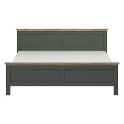 Meublorama Lit adulte 180x200 collection ASSIA. Coloris vert kaki et finitions aspect chene Discount