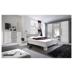 Meublorama Lit adulte 180x200 collection IRINA. Coloris gris clair et gris foncé