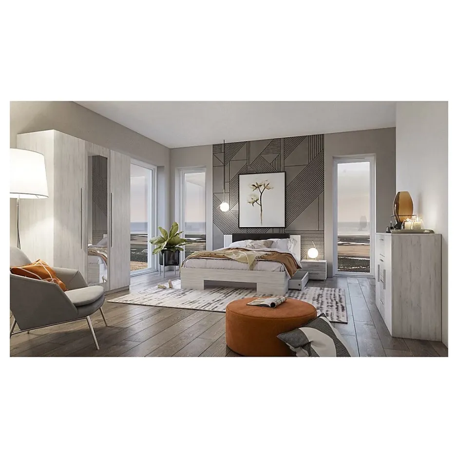 Meublorama Lit adulte 160x200 collection IRINA. Coloris gris clair et gris foncé Hot