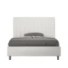 Ityhome Lit Agueda en simili cuir blanc avec sommier tapissé 120x210