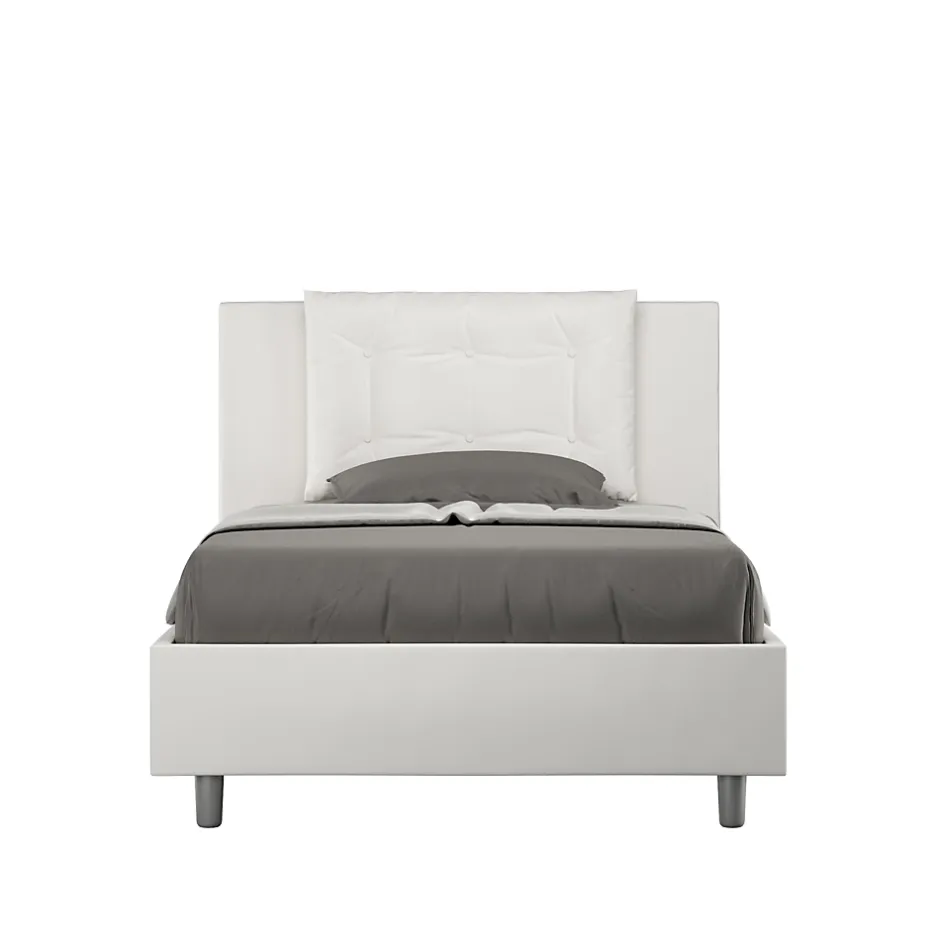 Ityhome Lit Annalisa en simili cuir blanc avec sommier tapissé 120x210 Hot