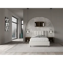 Ityhome Lit Annalisa en simili cuir blanc avec sommier tapissé 120x210 Hot