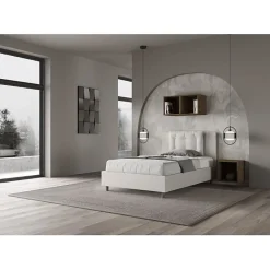 Ityhome Lit Annalisa en simili cuir blanc avec sommier tapissé 120x210 Hot