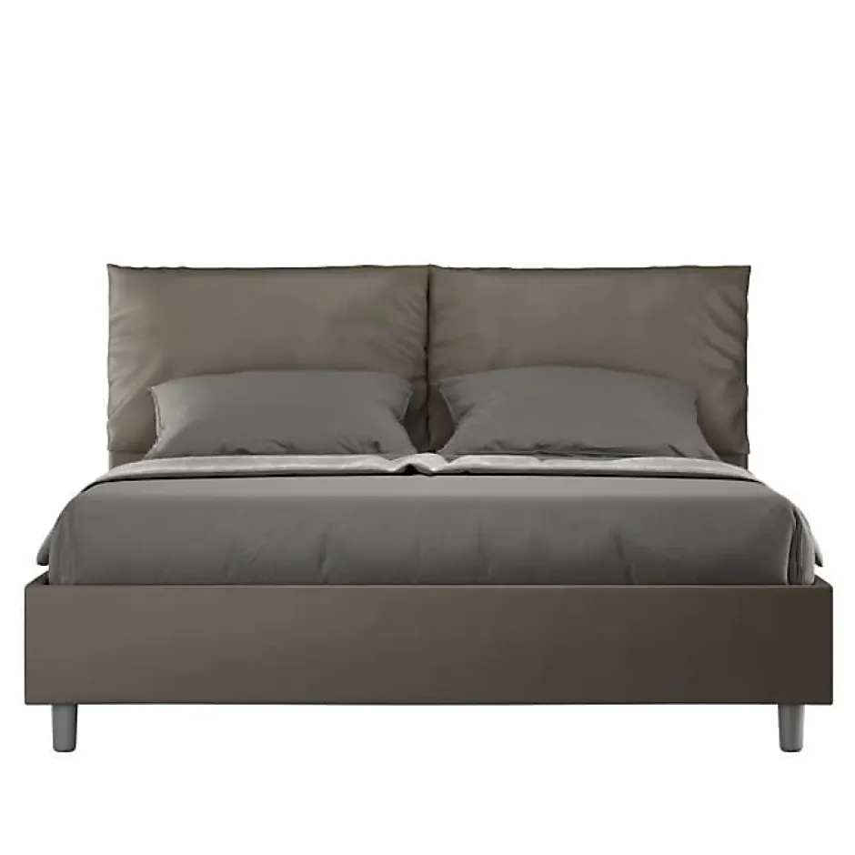 Ityhome Lit Antea avec sommier rembourré 160x210 simili cuir cappuccino Online