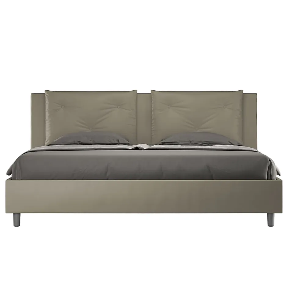 Ityhome Lit Appia avec sommier rembourré 180x190 en simili cuir cappuccino Hot