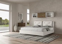 Ityhome Lit Appia en simili cuir blanc avec sommier tapissé 180x190 Discount