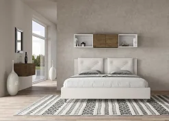 Ityhome Lit Appia en simili cuir blanc avec sommier tapissé 180x190 Discount