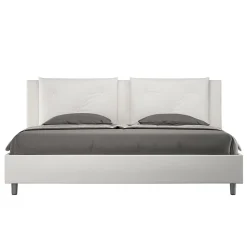 Ityhome Lit Appia en simili cuir blanc avec sommier tapissé 180x190 Discount