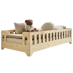 Petits-Meubles Lit au sol 90x190 entree laterale sommier inclus Clarisse Bois Clearance