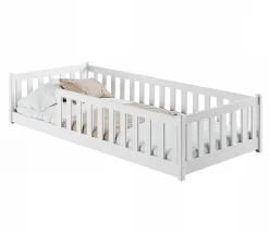 Petits-Meubles Lit au sol 90x200 sommier inclus Maya Blanc Hot