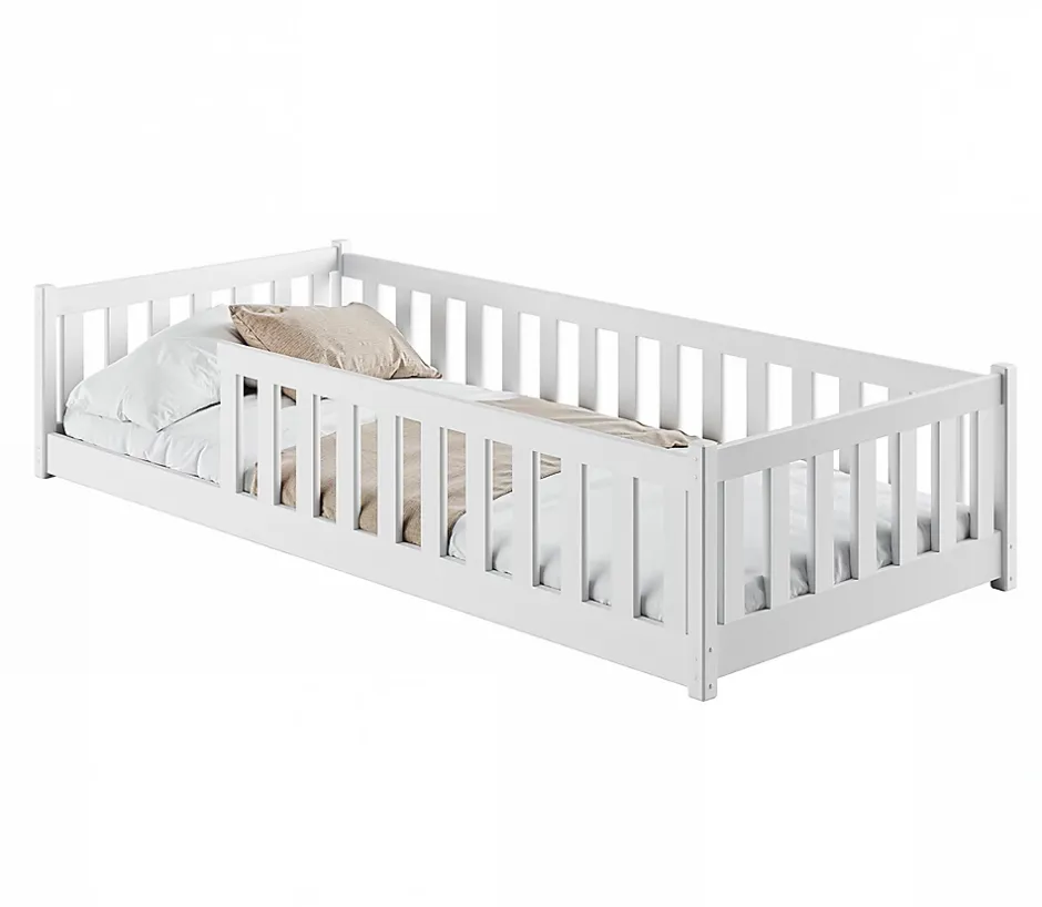 Petits-Meubles Lit au sol 90x200 sommier inclus Maya Blanc Hot