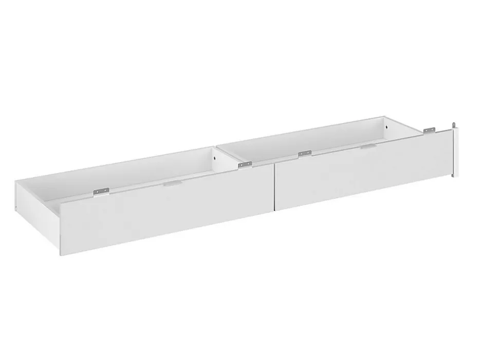 Vente-unique Lit avec 4 tiroirs 140 x 190 cm - Coloris : Blanc brillant et naturel - VELONA