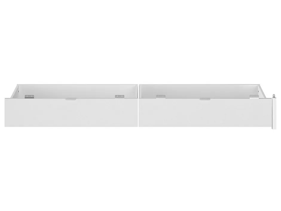 Vente-unique Lit avec 4 tiroirs 140 x 190 cm - Coloris : Blanc brillant et naturel - VELONA