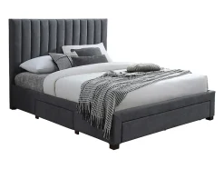 Vente-unique Lit avec 3 tiroirs 180 x 200 cm - Tissu - Gris + Matelas - LIAKO Best