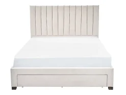 Vente-unique Lit avec 3 tiroirs 140 x 200 cm - Tissu - Beige + Matelas - LIAKO Clearance