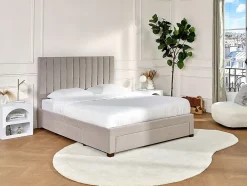 Vente-unique Lit avec 3 tiroirs 180 x 200 cm - Tissu - Beige + Matelas - LIAKO Best