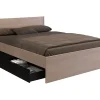 Vente-unique Lit avec 4 tiroirs 140 x 190 cm - Coloris : Naturel et noir - VELONA Discount