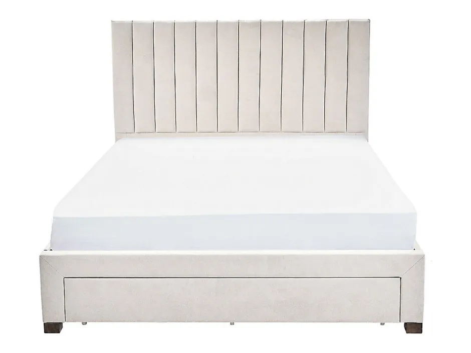 Vente-unique Lit avec 3 tiroirs 160 x 200 cm - Tissu - Beige - LIAKO