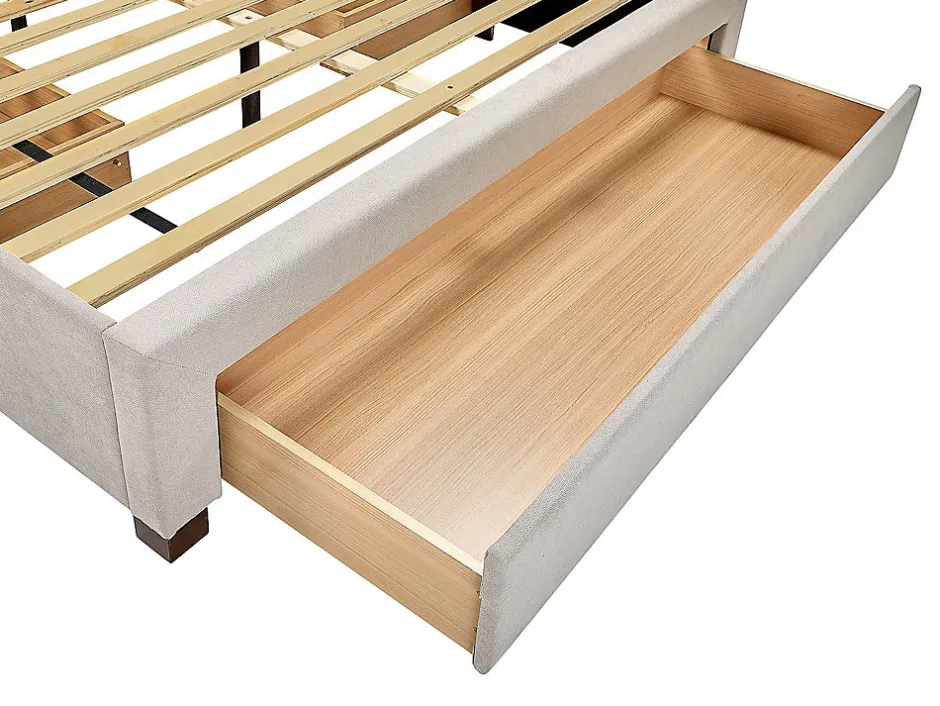 Vente-unique Lit avec 3 tiroirs 160 x 200 cm - Tissu - Beige - LIAKO