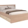 Vente-unique Lit avec 4 tiroirs 160 x 200 cm - coloris : Naturel et beige - VELONA