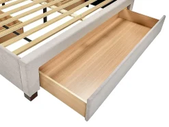 Vente-unique Lit avec 3 tiroirs 140 x 200 cm - Tissu - Beige - LIAKO