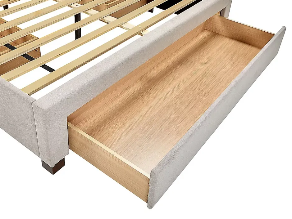 Vente-unique Lit avec 3 tiroirs 140 x 200 cm - Tissu - Beige - LIAKO