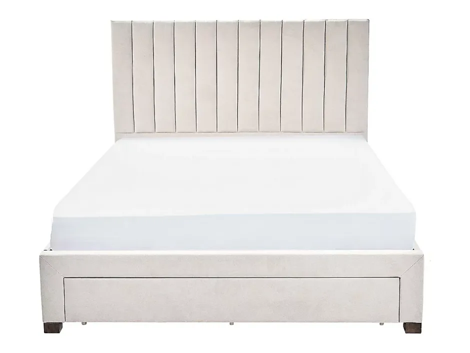 Vente-unique Lit avec 3 tiroirs 140 x 200 cm - Tissu - Beige - LIAKO
