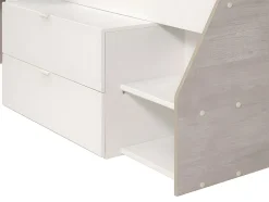 Enfant Vente-unique Lit avec bureau et rangements - 90 x 190/200 cm - Blanc et naturel + Sommier + Matelas - GISELE