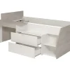 Vente-unique Lit avec bureau et rangements - 90 x 190/200 cm - Blanc et naturel - GISELE Best