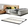 Vente-unique Lit avec chevets 160 x 200 cm - 2 tiroirs - Avec LEDs - Coloris : Blanc et naturel + Sommier - FRANCOLI