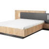 Vente-unique Lit avec chevets 160 x 200 cm - 2 tiroirs - Avec LEDs - Coloris : Naturel et anthracite - FRANCOLI