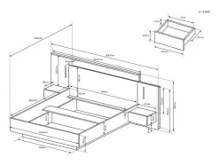Vente-unique Lit avec chevets 160 x 200 cm - 2 tiroirs - Avec LEDs - Coloris : Naturel et anthracite - FRANCOLI
